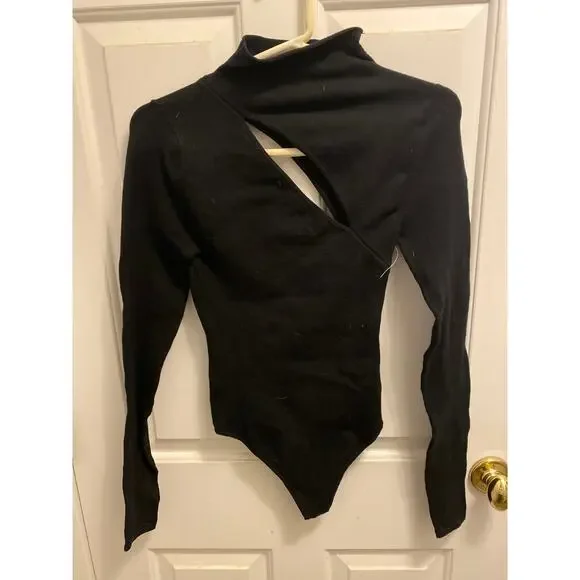 NWOT Good American Women's Size 0 Black Long Sleeve One Piece Bodysuit - Picture 2 of 6